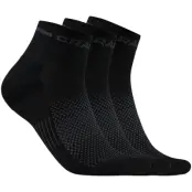 Craft Core Dry Mid Sock 3-pack Svart 37/39 | Löparstrumpor