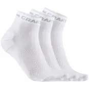 Craft Core Dry Mid Sock 3-pack Vit 43/45 | Löparstrumpor