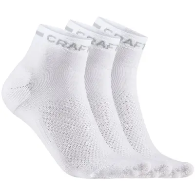 Craft Core Dry Mid Sock 3-pack Vit 43/45 | Löparstrumpor