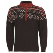 Dovre Unisex Sweater XL, Navy/Light Charcoal/Red Rose