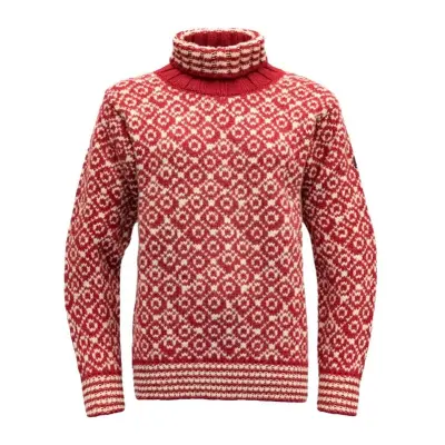 Devold Svalbard High Neck Sweater Hindberry/Offwhite