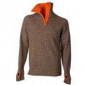 Rav Sweater w/zip L, Brown Melange/Coral Rose