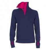 Rav Sweater w/zip L, New Navy/Virtual Pink