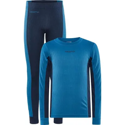 Craft Core Dry Baselayer Set Junior Underställ Set Whale/Blaze, 146/152