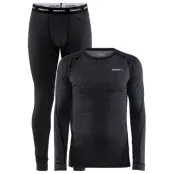 Craft Core Wool Merino Set M Underställ Set Black Melange, XXL