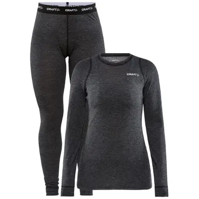 Craft Core Wool Merino Set W Underställ Set Black Melange, XXL