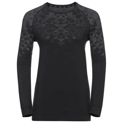 Odlo Crew Neck L/S Kinship W Underställ Tröja Black Melange, XS