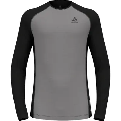 Odlo L/S Natural Performance Wool M Underställ Tröja Grey Melange/Dark Grey Melange, S