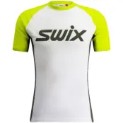 Swix RaceX Classic Shortsleeve M Underställ Tröja Bright White/Lime Punch, XXL