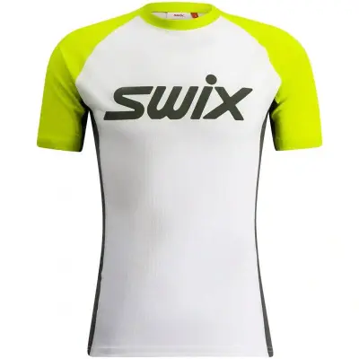Swix RaceX Classic Shortsleeve M Underställ Tröja Bright White/Lime Punch, XXL
