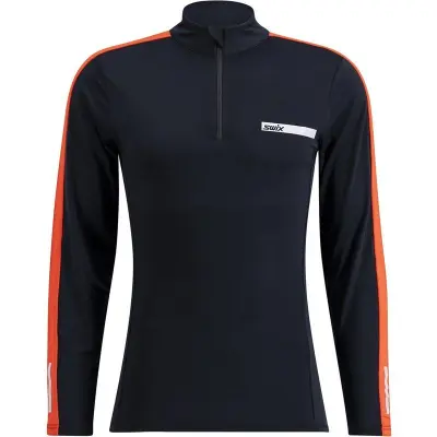 Swix Roadline Nts Half Zip Baselayer Top M Mellanlager Tröja Black/Fiery Red, M