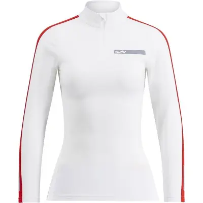 Swix Roadline Nts Half Zip Baselayer Top W Mellanlager Tröja Bright White/Fiery Red, XS