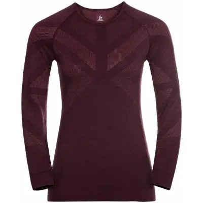 Odlo Kinship Warm Bl Top Crew Neck L/S Women Winetasting Melange