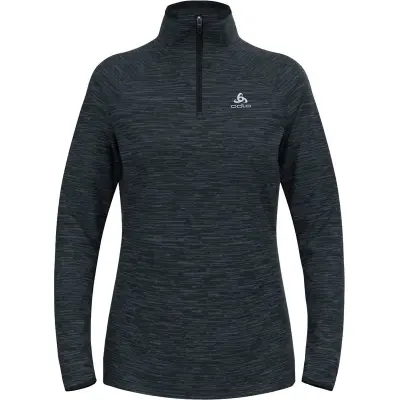 Odlo Mid Layer 1/2 Zip Run Easy Warm W Mellanlager Tröja Black Melange, M