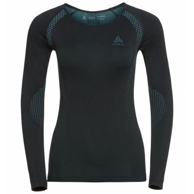 Odlo Shirt L/S CN Essentials Seamless Light Black - Blue Radiance Dam