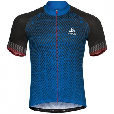 Odlo Stand-up collar s/s full zip FUJIN PRINT M  Energy Blue/Black