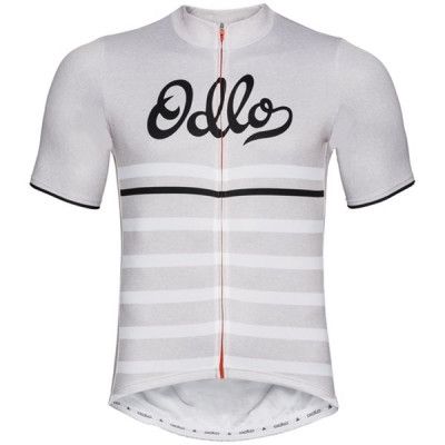 Odlo Stand-Up Collar S/S Full Zip Men White Melange/Retro