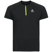 Odlo T-Shirt Crew Neck S/S 1/2 Zip Axalp Trai Black/Evening Primrose