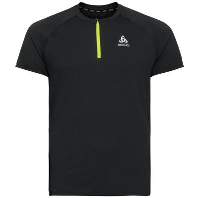 Odlo T-Shirt Crew Neck S/S 1/2 Zip Axalp Trai Black/Evening Primrose