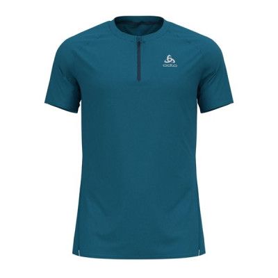 Odlo T-Shirt Crew Neck S/S 1/2 Zip Axalp Trai Saxony Blue