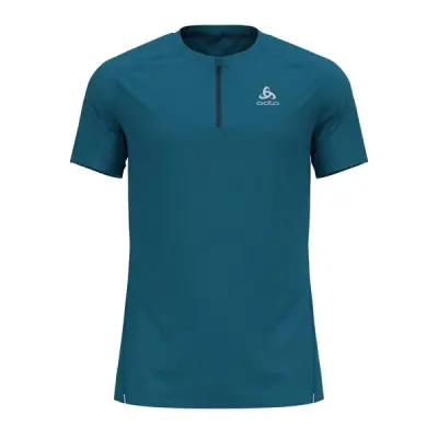 Odlo T-Shirt Crew Neck S/S 1/2 Zip Axalp Trai Saxony Blue