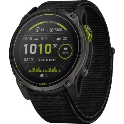 Garmin Enduro 3 Pulsklocka Carbon Gray DLC Titanium w/ Black UltraFit Nylon Strap