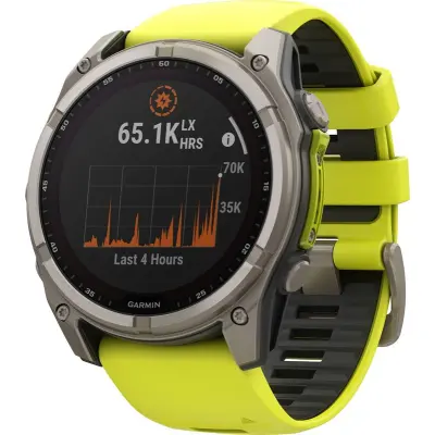 Garmin Fenix 8 Sapphire Solar 51 mm Pulsklocka Titanium/Amp Yellow/Graphite Silicone Band