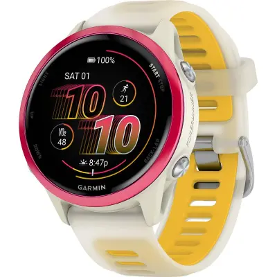 Garmin Forerunner 570 Amoled 42 mm Pulsklocka Bone/Raspberry/Mango