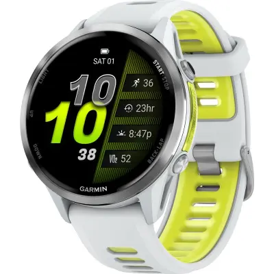 Garmin Forerunner 970 Amoled 47 mm Pulsklocka Whitestone/Amp Yellow