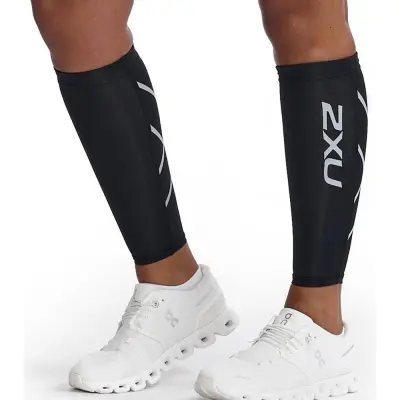 2XU Compression Calf Guards Unisex-Svart-XL Svart XL | Vadskydd